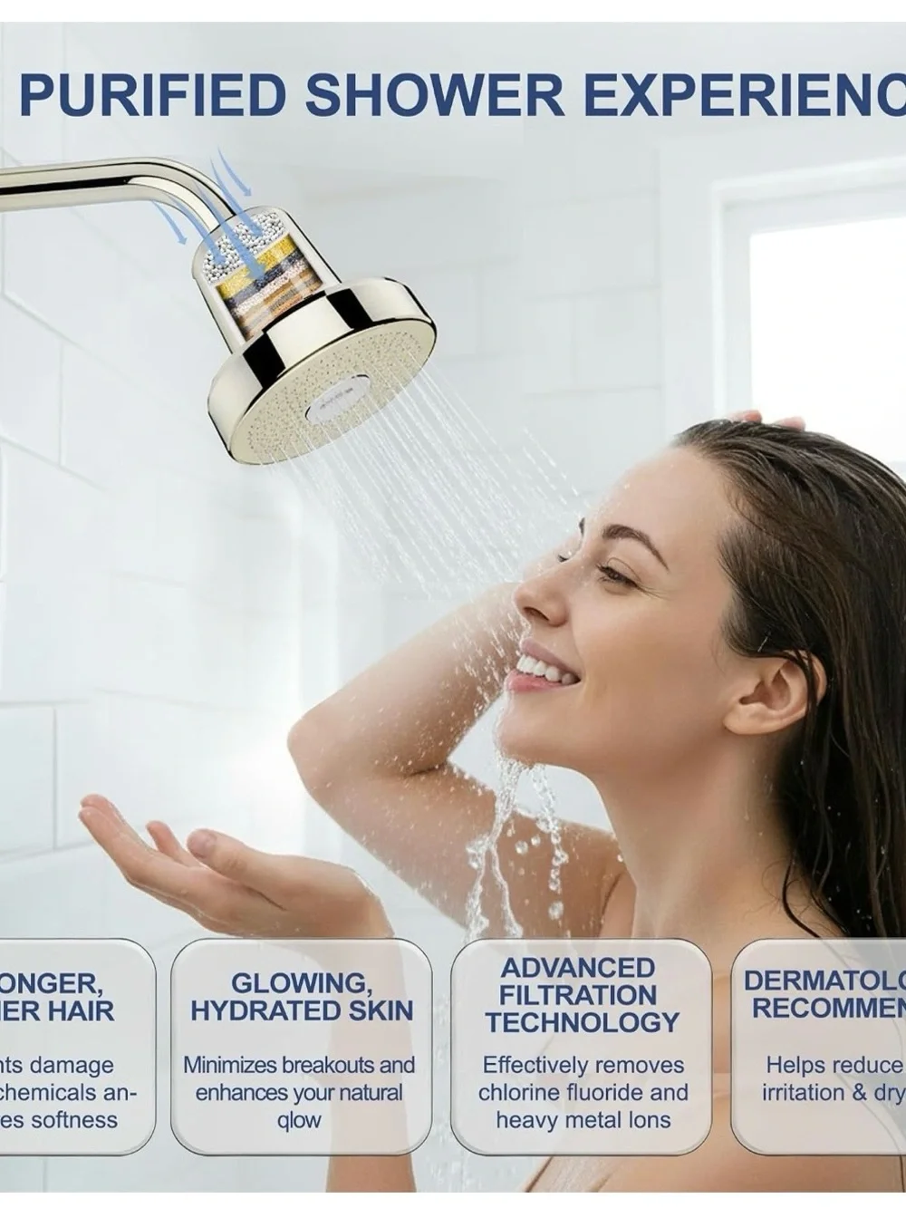 Chrome Filtered Shower Head - Polished Silver